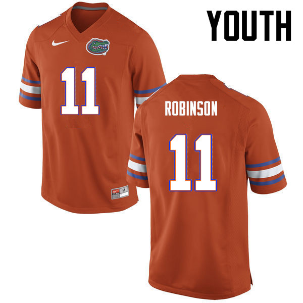 Youth Florida Gators #11 Demarcus Robinson College Football Jerseys-Orange - Click Image to Close